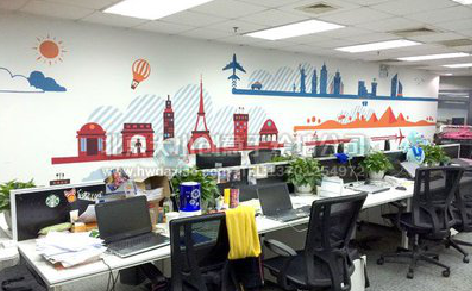 仁寿教你设计办公室墙绘的方法。